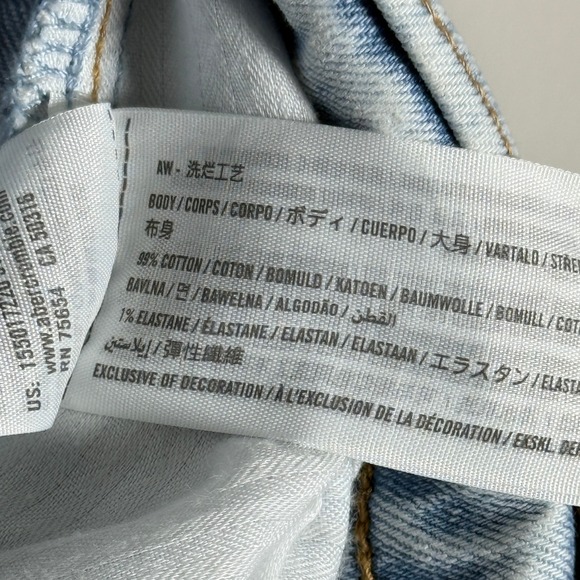 Abercrombie Fitch Womens Jeans 31 12R Light Blue Skinny High Rise Front Slit 80s - Picture 11 of 11